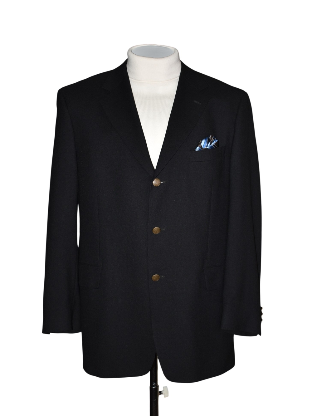 Vtg Jos A Bank Red Tag 3/2 Roll Blazer Black Jacket ER Crown Brass Buttons 43R